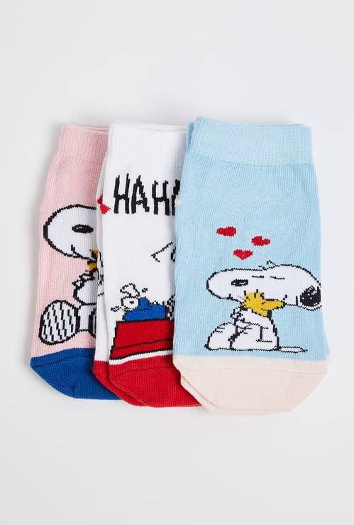 Girls Snoopy Patterned Socks - Pack of 3