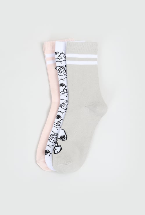 Women Printed Crew Length Socks  - Pack of 3