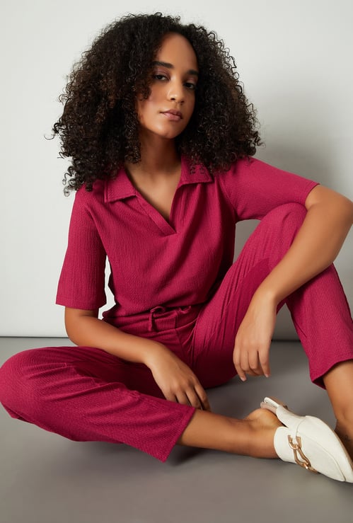 Women Textured Polo T-shirt