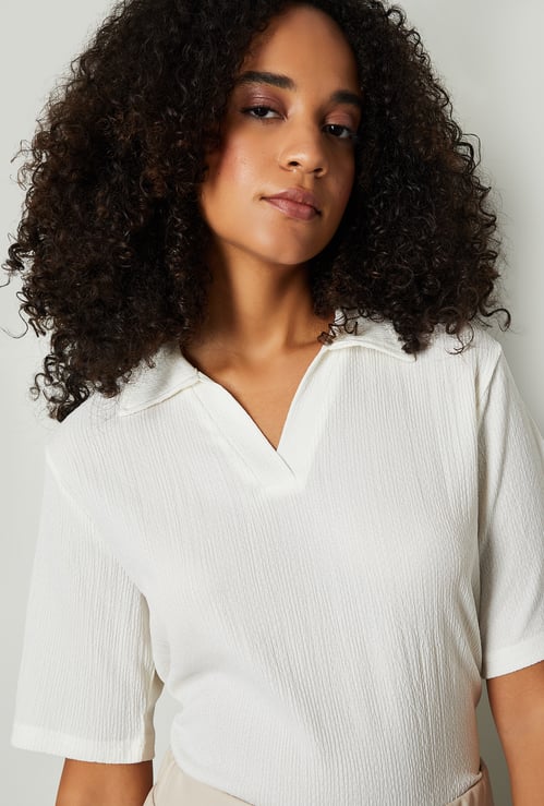 Women Textured Polo T-shirt