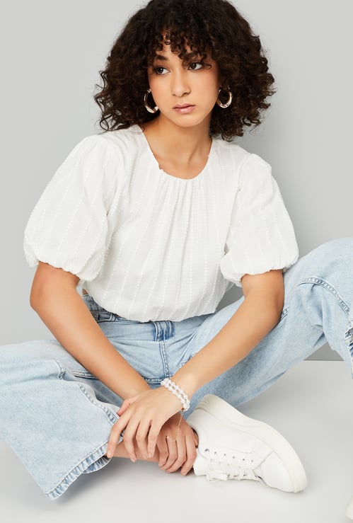 Kalki x Max Women Embroidered Blouson Crop Top