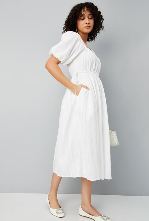 Kalki x Max Women Seersucker Tie-Up Waist Midi Dress