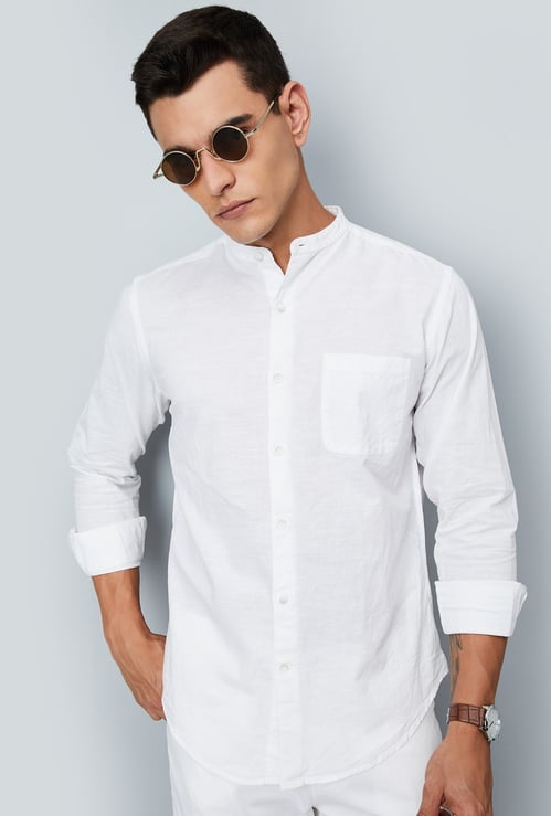 Men Solid Slim Fit Linen Shirt