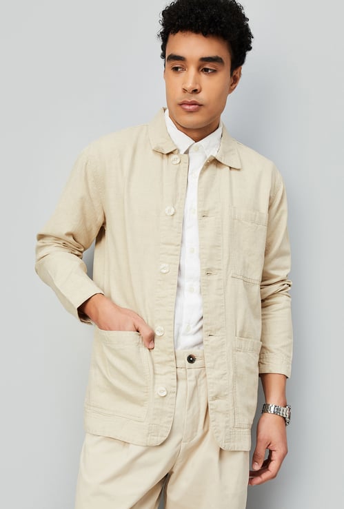 Men Solid Shacket