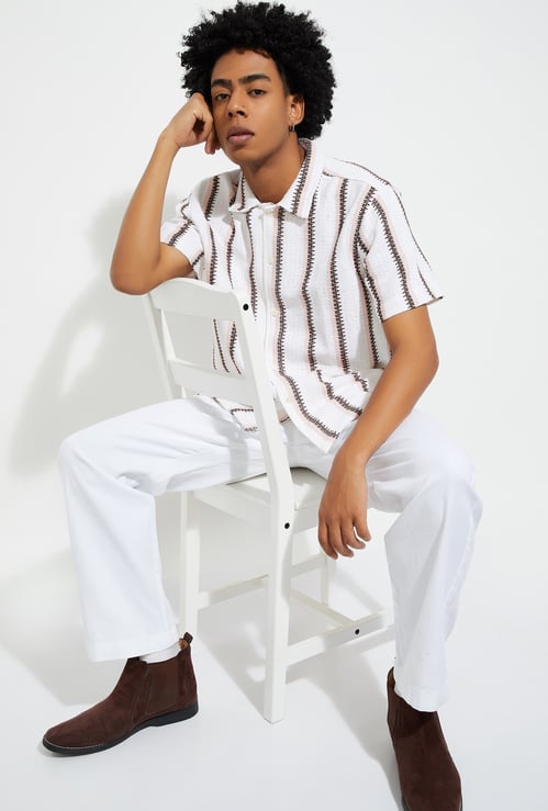 URB_N Men Embroidered Oversized Fit Shirt