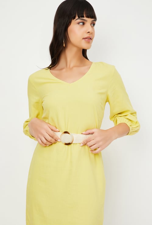 Kalki x Max Women Solid Belted Shift Dress