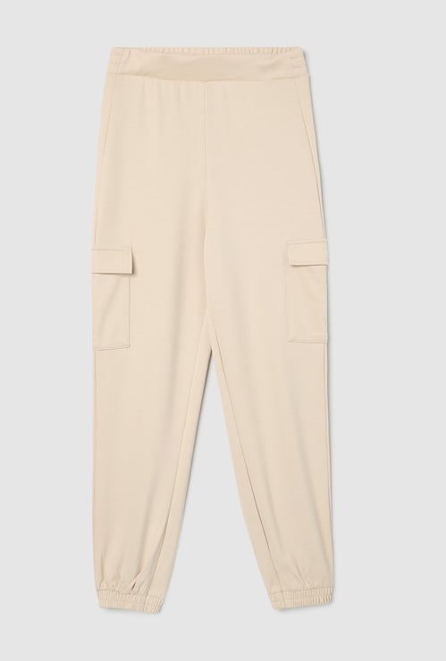 Girls Textured Cargo Joggers