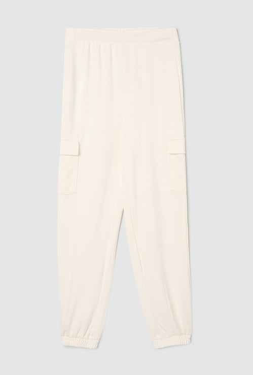 Girls Textured Cargo Joggers