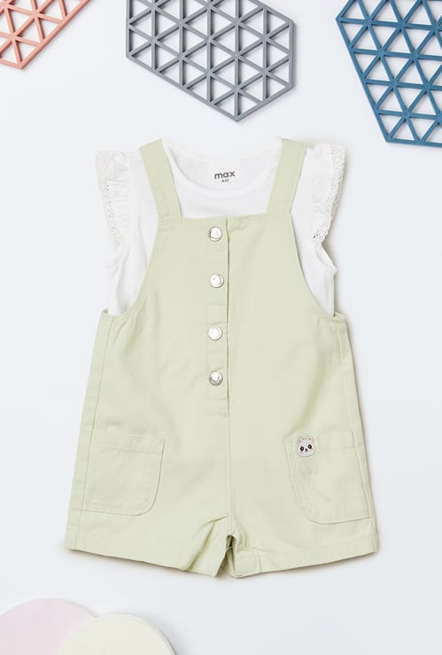 Girls Solid Rompers with T-shirt