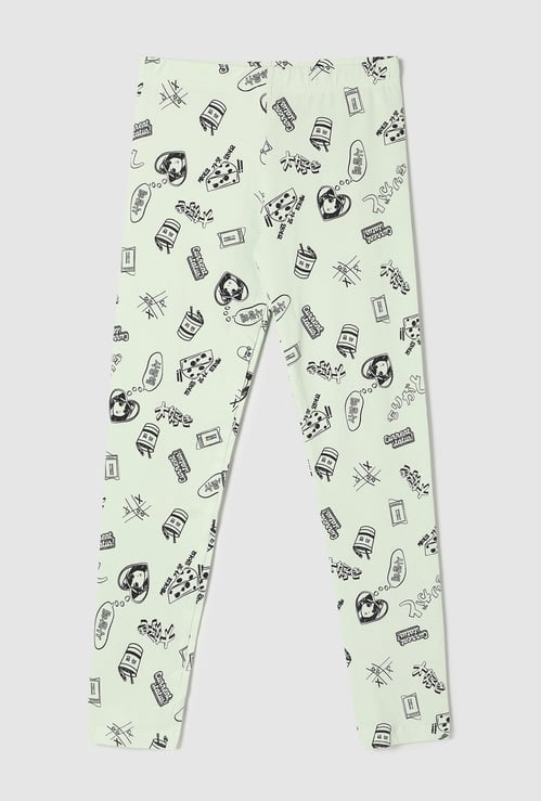 Girls Printed Skinny Fit Leggings