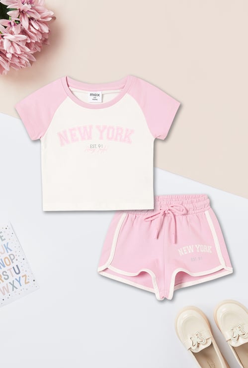Girls Colourblock Shorts Set