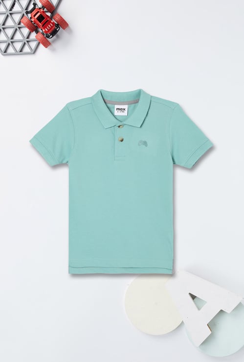 Boys Textured Polo T-shirt