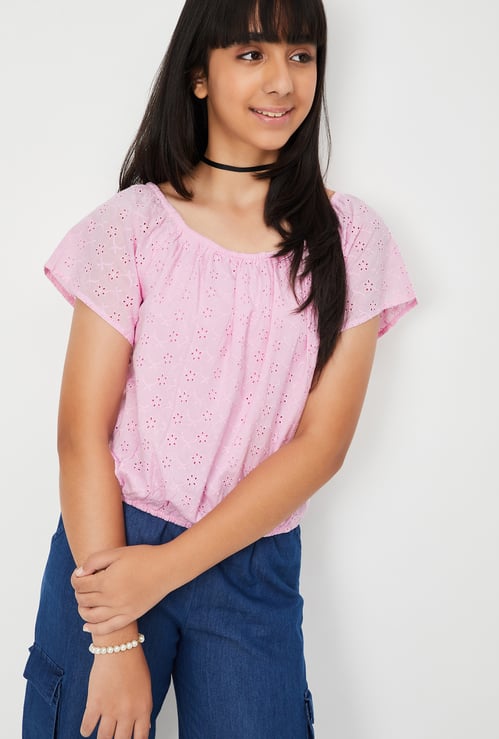 Girls Schiffili Embroidered Top