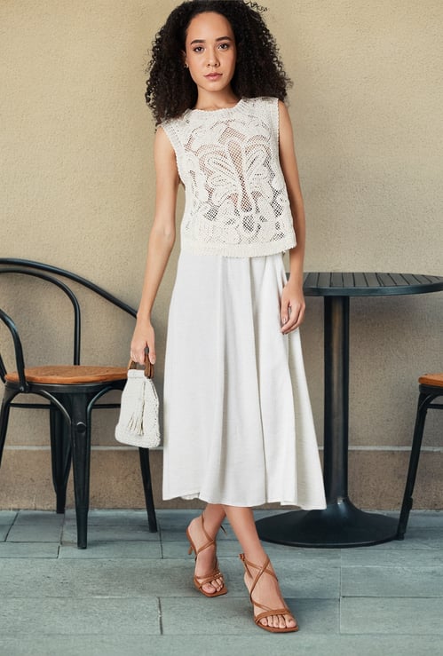 Women Crochet Knit Top