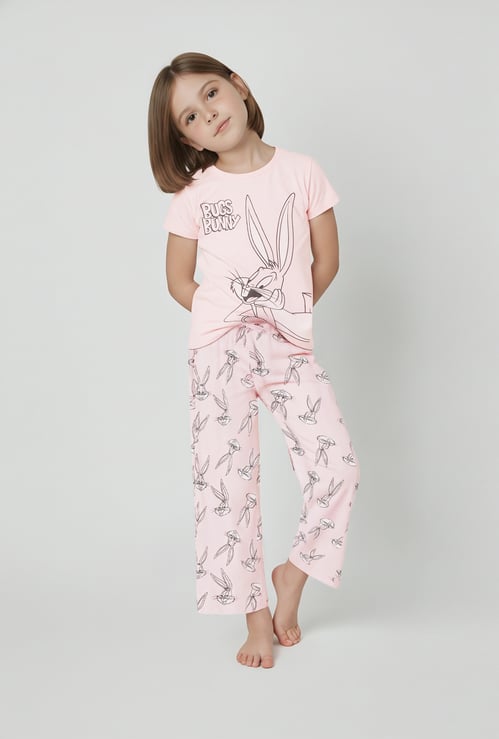 Girls Bugs Bunny Printed Sleepwear Set