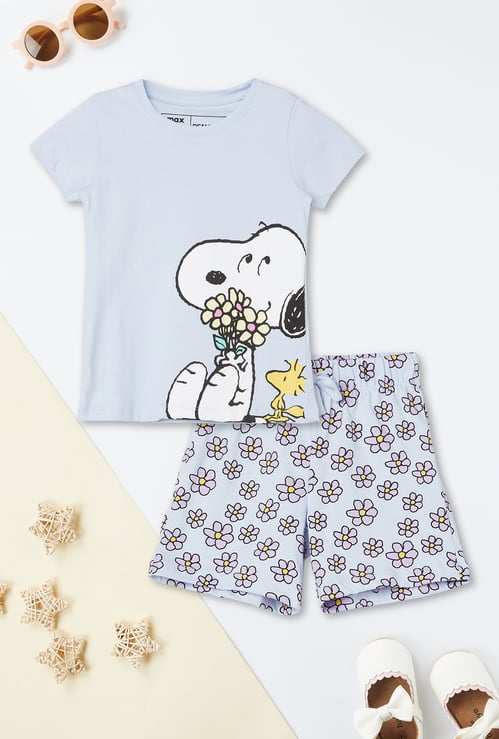 Girls Peanut Printed Sleepwear Set