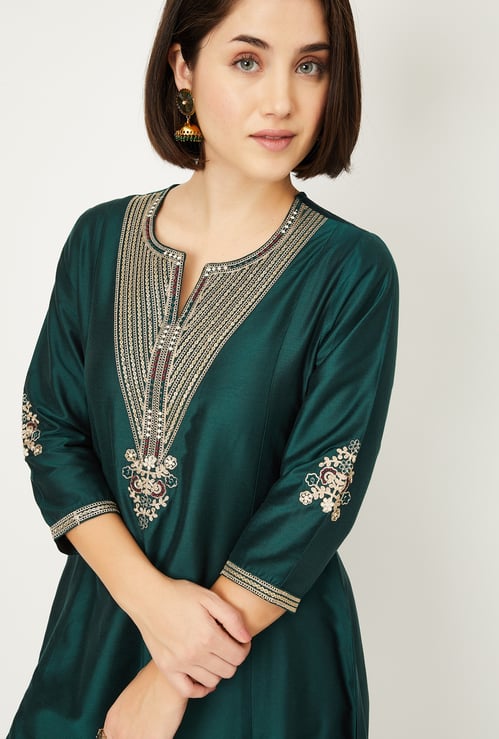 Women Embroidered A-line Kurta Set