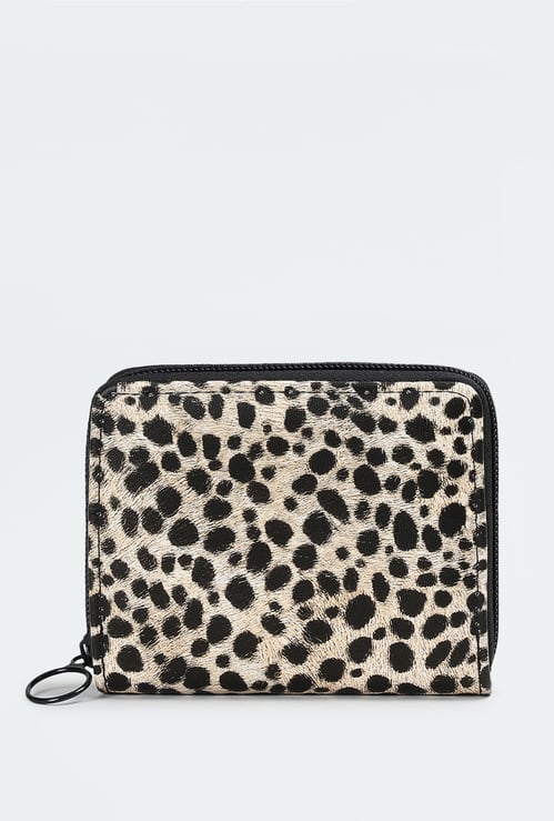 Women Leopard Print Zip Around Wallet