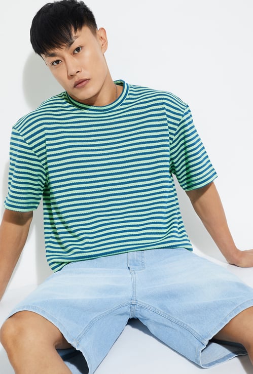 URB_N Men Striped Oversized T-shirt