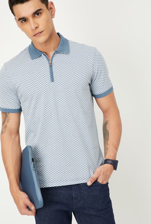 Men Textured Polo T-shirt