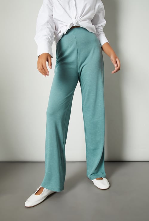 Women Textured Wide Leg Trousers