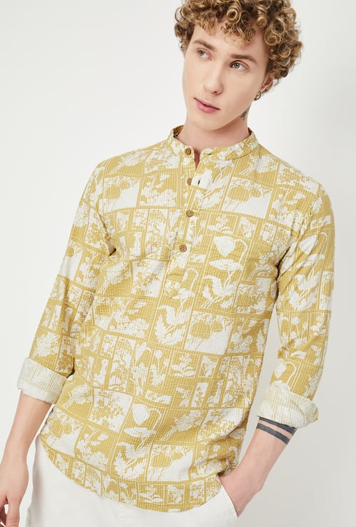 Men Printed Slim Fit Short Kurta