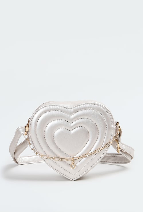 Girls Heart Shaped Sling Bag