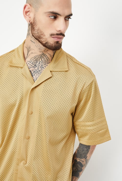 Men Laser Cuts Oversized Fit Shirt