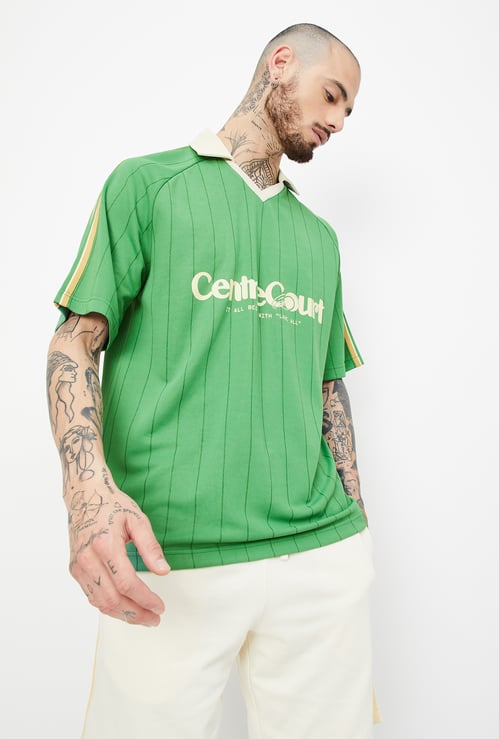 Men Striped Sports Polo T-shirt