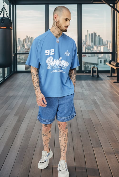 Men Printed Oversized Sports T-shirt