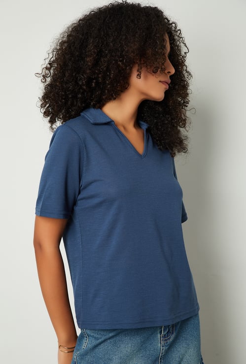 Women Solid Polo T-shirt
