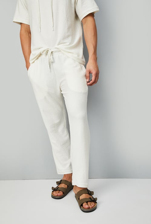 Men Textured Regular Fit Trousers
