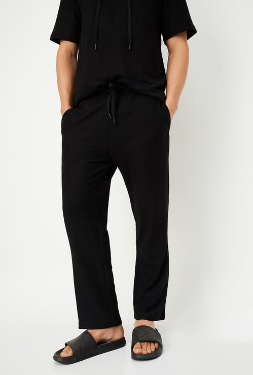 Men Textured Regular Fit Trousers