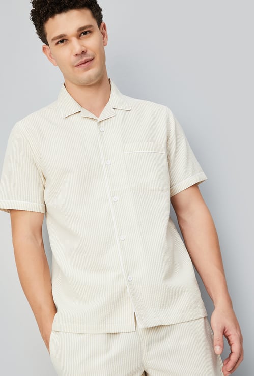 Men Striped Seersucker Regular Fit Shirt