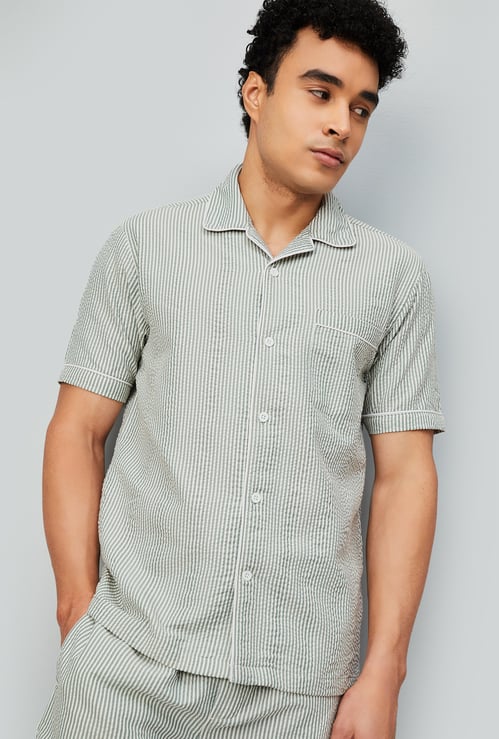 Men Striped Seersucker Regular Fit Shirt