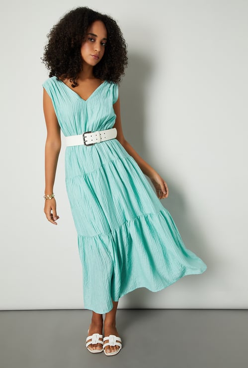 Women Textured Tiered Maxi Dress