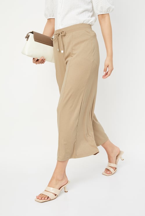 Women Ribbed Relaxed Fit Culottes
