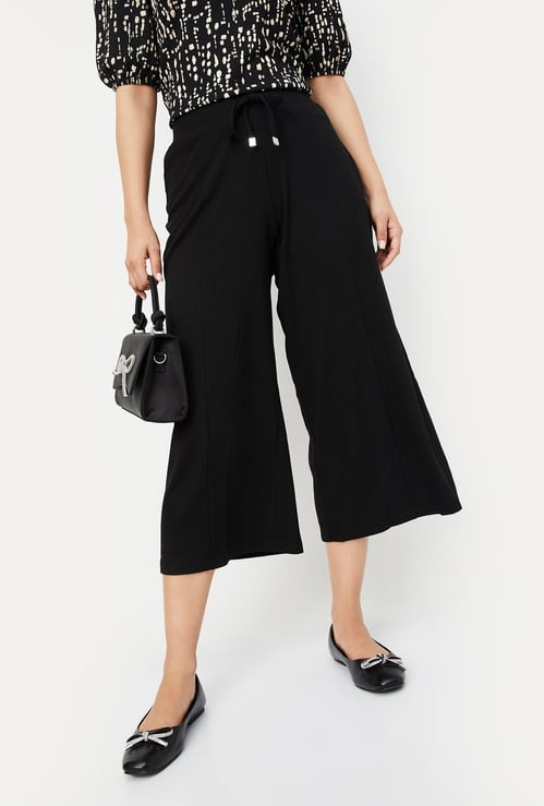 Women Ribbed Relaxed Fit Culottes