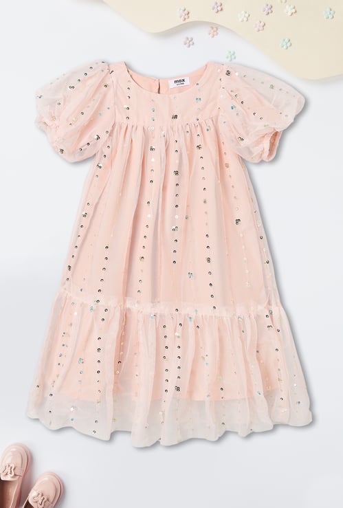 Girls Embellished A-Line Dress