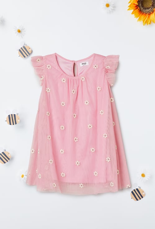 Girls Floral Applique Dress