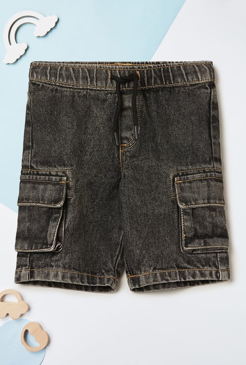Boys Washed Cargo Denim Shorts