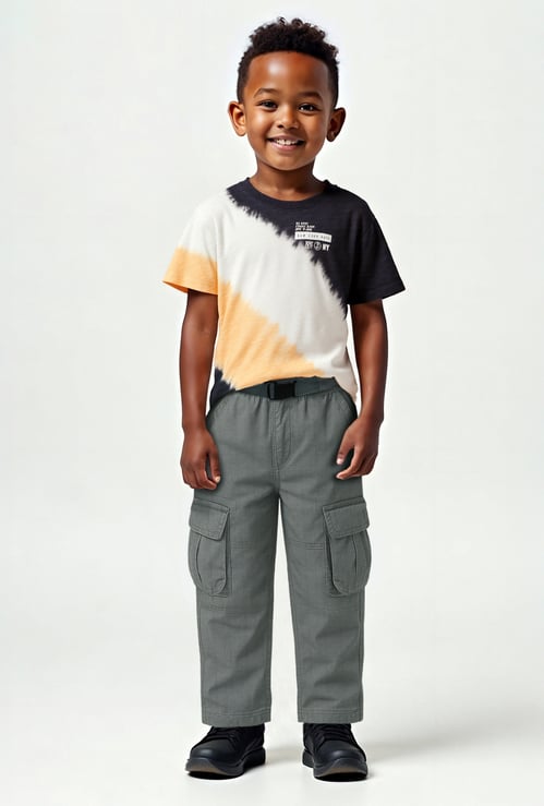 Boys Textured Belted Cargos