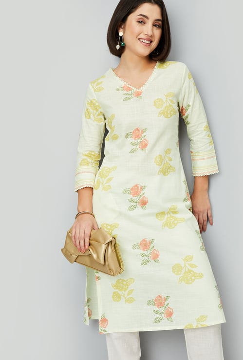 Women Floral Print Straight Kurta