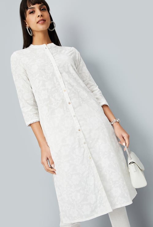 Women Embroidered Straight Kurta Set
