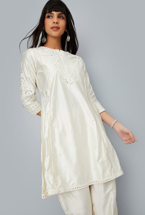 Women Embroidered A-line Kurta Set