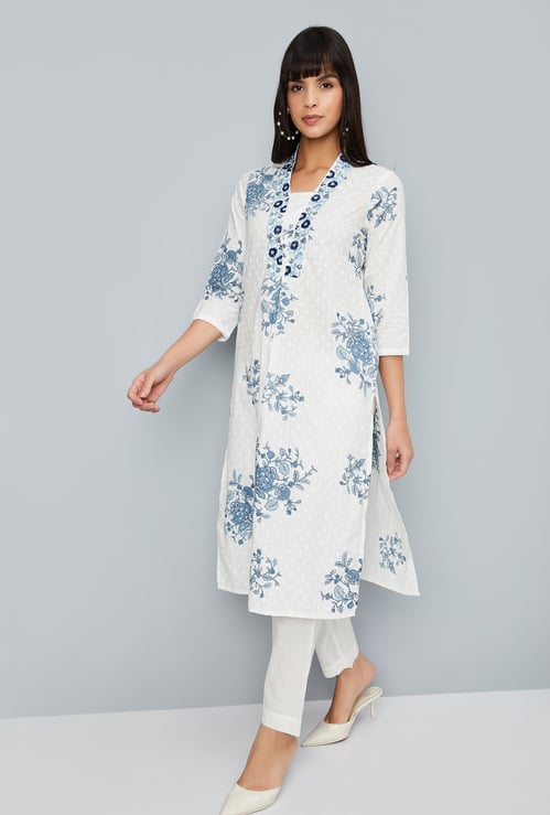 Women Floral Print Straight Kurta Set