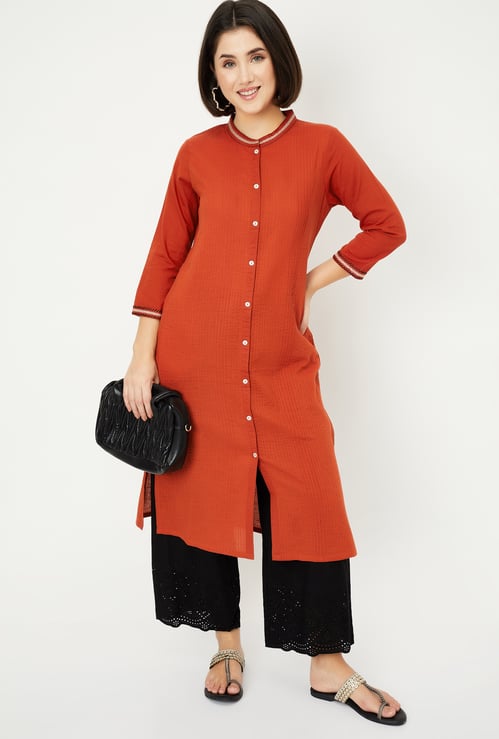 Women Pleated Straight Kurta