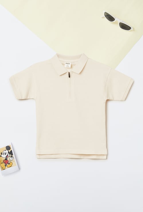 Boys Textured Polo T-shirt
