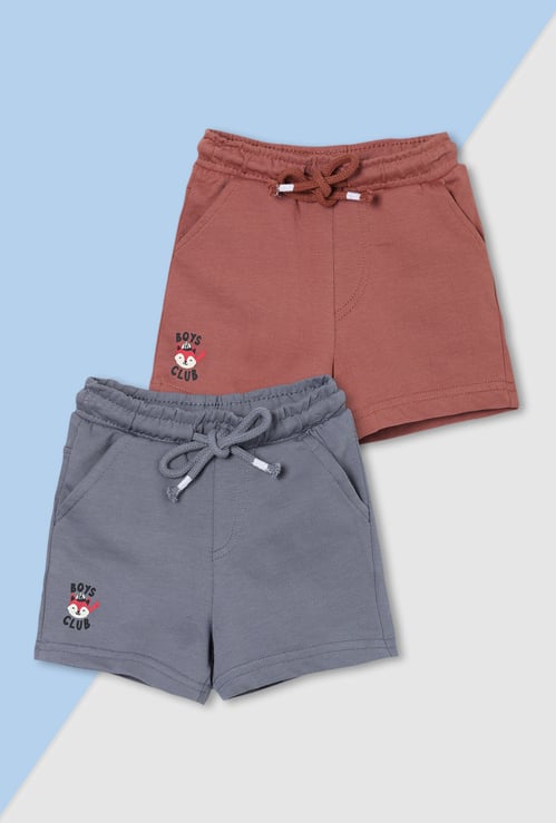 Boys Solid Shorts - Pack of 2