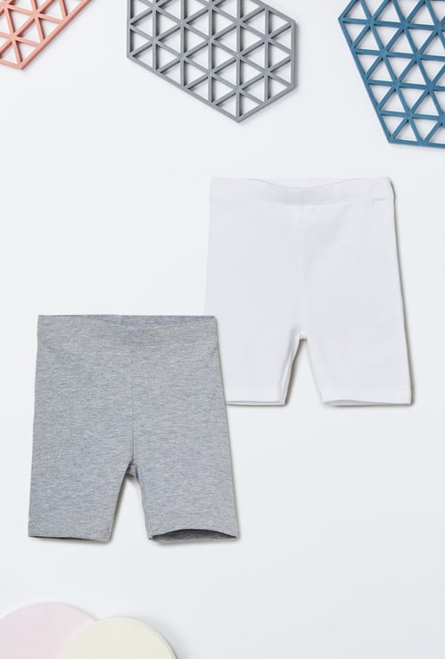 Girls Solid Knit Shorts - Pack of 2